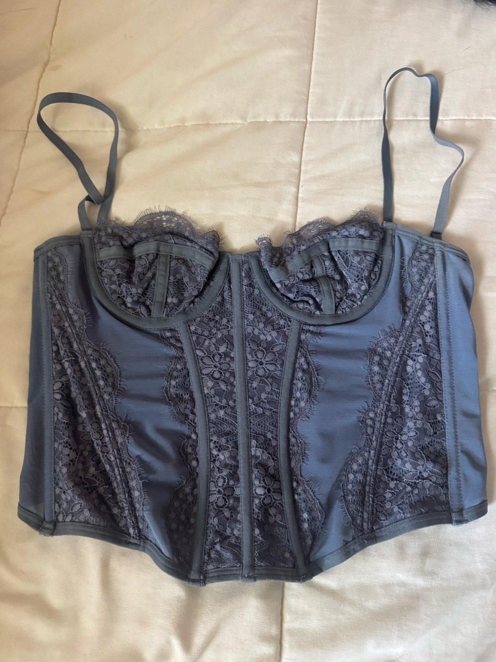 Lace-Trim Bustier Camisole in blue